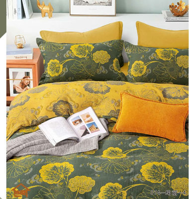 Κίτρινο &amp; Πράσινο Ευρωπαίο Jacquard Βαμβακερά κρεβατοκάμαρες Σπιτικό εξοπλισμό Προσαρμοσμένο μέγεθος